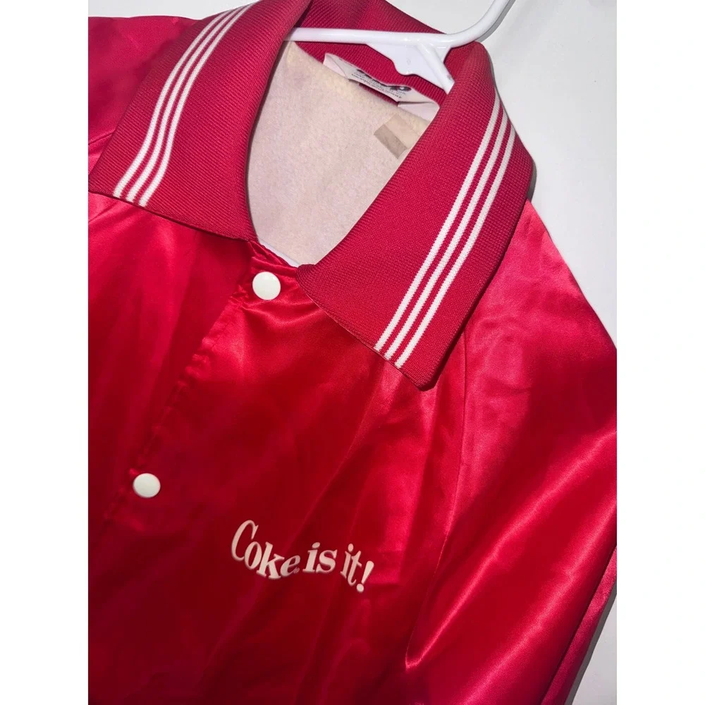 Vintage Coca-Cola Coke Is It Satin Bomber Jacket Red MVP Products USA Small